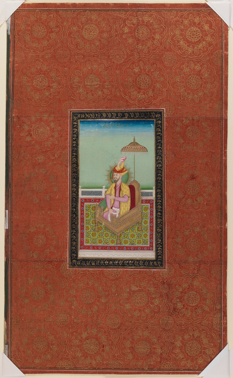 Sulttaani Muhammad, Miran Shahin poika, 1875-1900 (läpinäkymätön wc ja kultaa paperilla) tekijältä Indian School