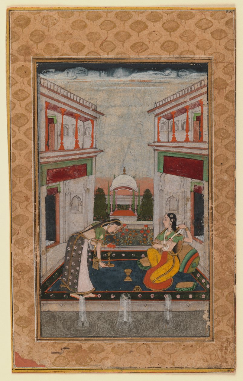 Syam Kalyan Ragini, n. 1740-1750 (läpinäkymätön wc paperilla) tekijältä Indian School