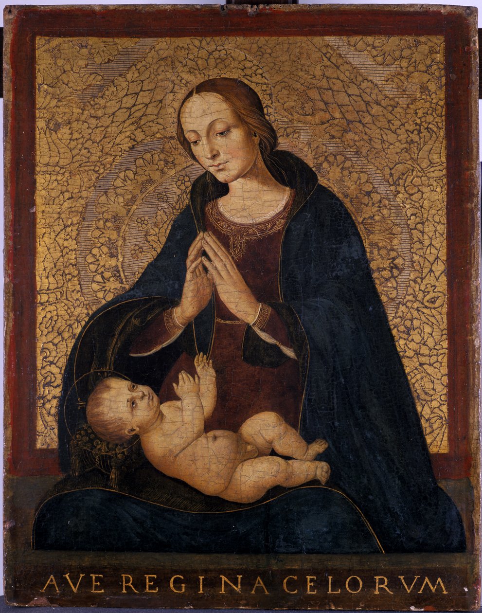 Madonna ja lapsi rukoilevat, n. 1500 (tempera poppelipuulla) tekijältä Italian School