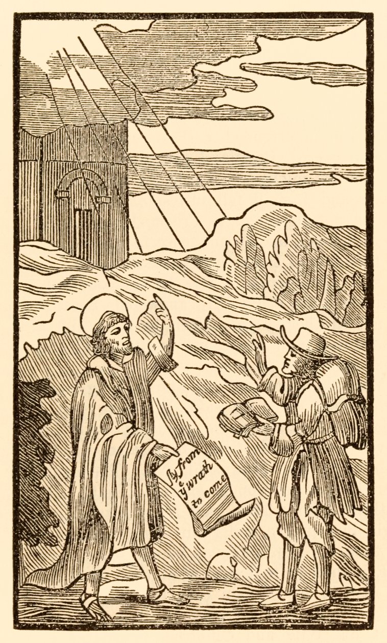 Christian ei pian poistu maailmasta, vaan tapaa evankelistan John Bunyanin (1628-1688) The Pilgrims Progress From This World, To That What Is To Come -sarjasta. tekijältä Unknown