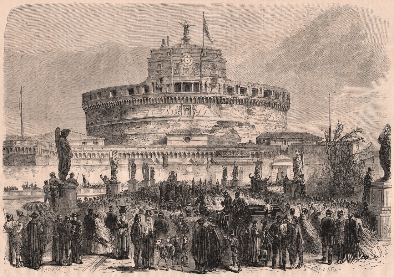 Näkymä St. Angelon linnalle (Castel SantAngelo) Rooma, Italia tekijältä Unknown