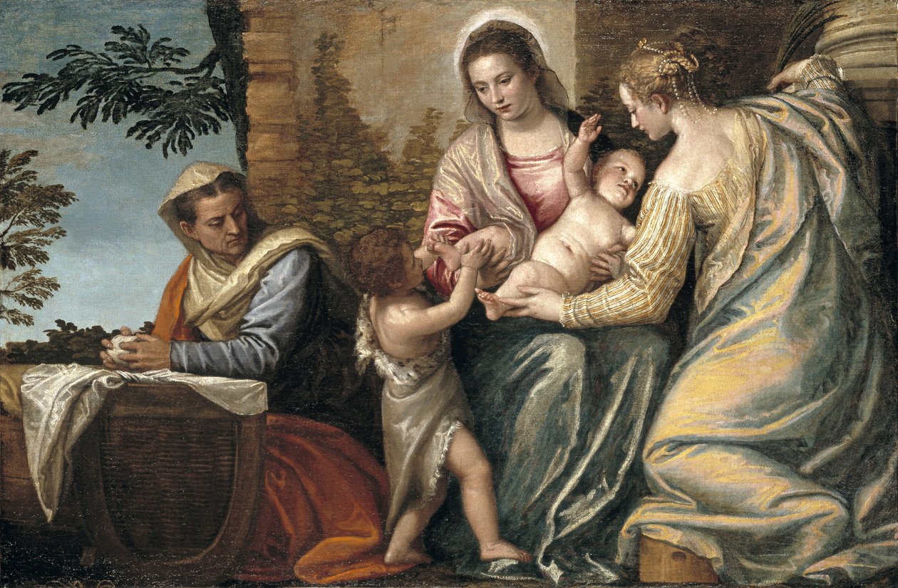 Madonna ja lapsi Pyhän Elisabetin, pikkulapsen Pyhän Johannes Kastajan ja Pyhän Justinan kanssa, 1565-70 tekijältä Paolo Veronese