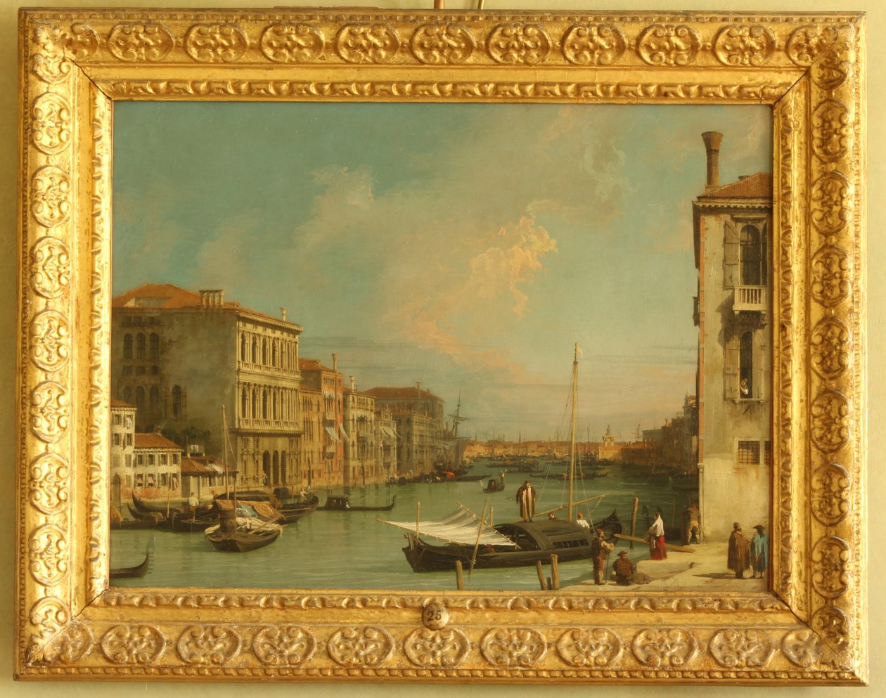 Näkymä Grand Canalille, Venetsiaan, Camposista. Bio (öljy kuparille) tekijältä Giovanni Antonio Canal