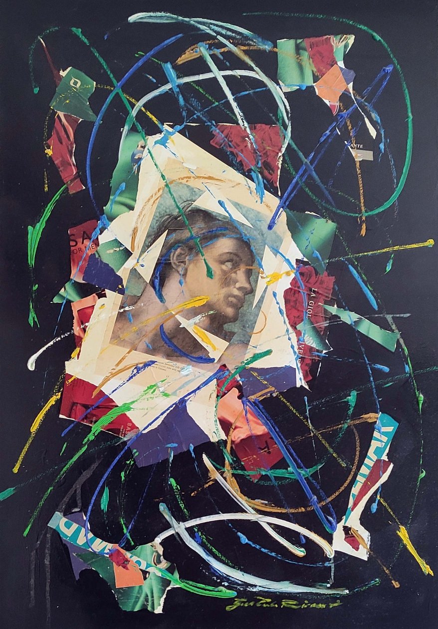 G. C. Riccardi, Adamo, 1986, sekatekniikka kankaalle, 70x100, Italia. tekijältä Gian Carlo Riccardi