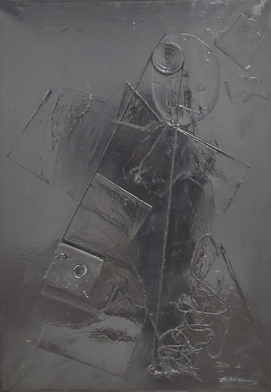 G. C. Riccardi, Combustione n. 2, 1977, sekatekniikka kankaalle, 60x80, Arpino, Umberto Mastroianni -säätiö, Italia. tekijältä Gian Carlo Riccardi