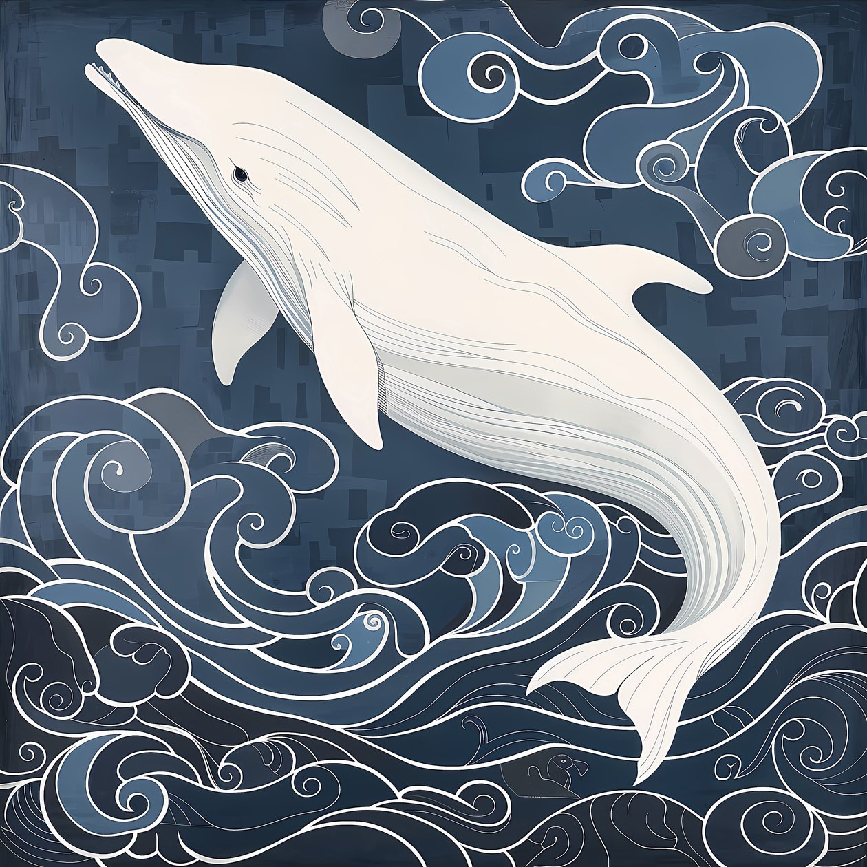 Delfiini surrealistinen sininen tausta, Nautical Wall Decor, custom taidetulosteita tekijältä F. Abderrahim