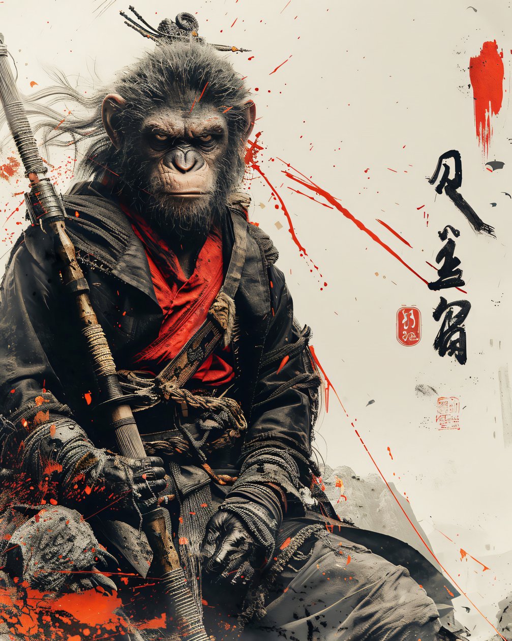 Koristeellinen Manga juliste  seinätaide tulosteita : Monkey Samurai manga tekijältä F. Abderrahim