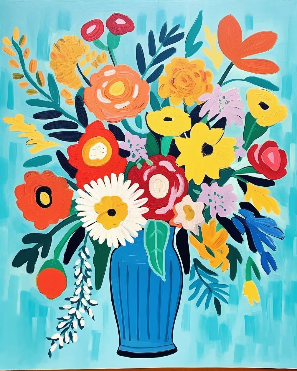 Matisse inspiraatio kukkia maljakossa | kukka taidetulosteita seinäkoristeeksi tekijältä F. Abderrahim