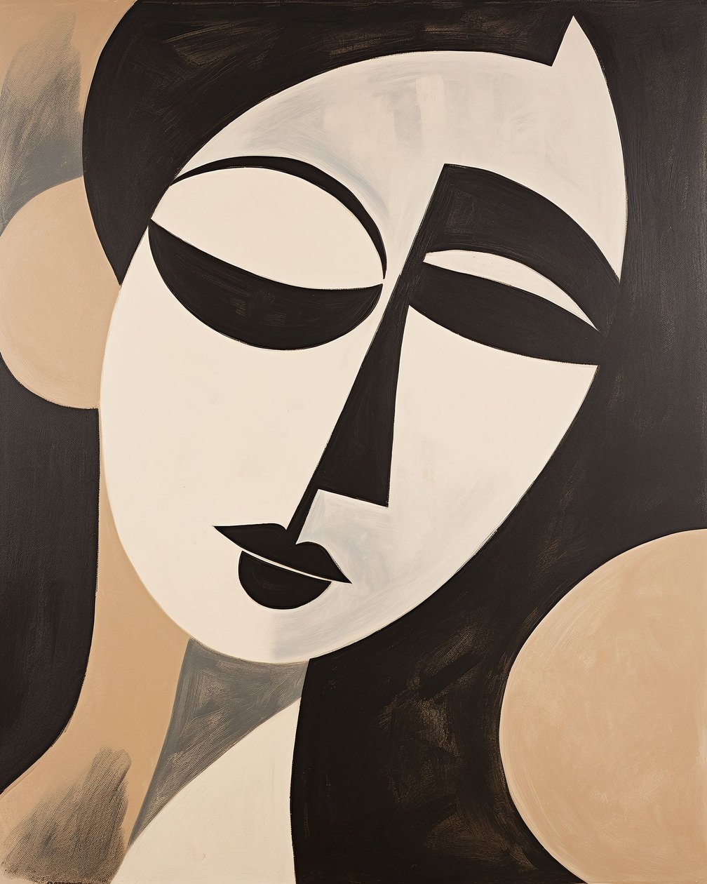 Musta  beige abstrakti nainen Henri Matisse tyyli | art tulostaa, kehystetty seinä sisustus tekijältä F. Abderrahim