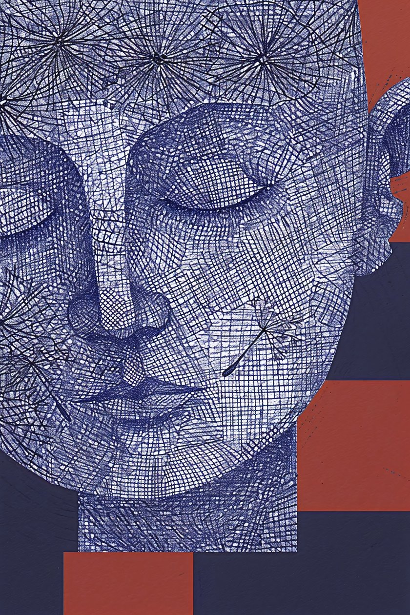 Blue Face of a Man muotokuva art tulostaa seinäkoristeen | kehystetty art tulostaa tekijältä F. Abderrahim