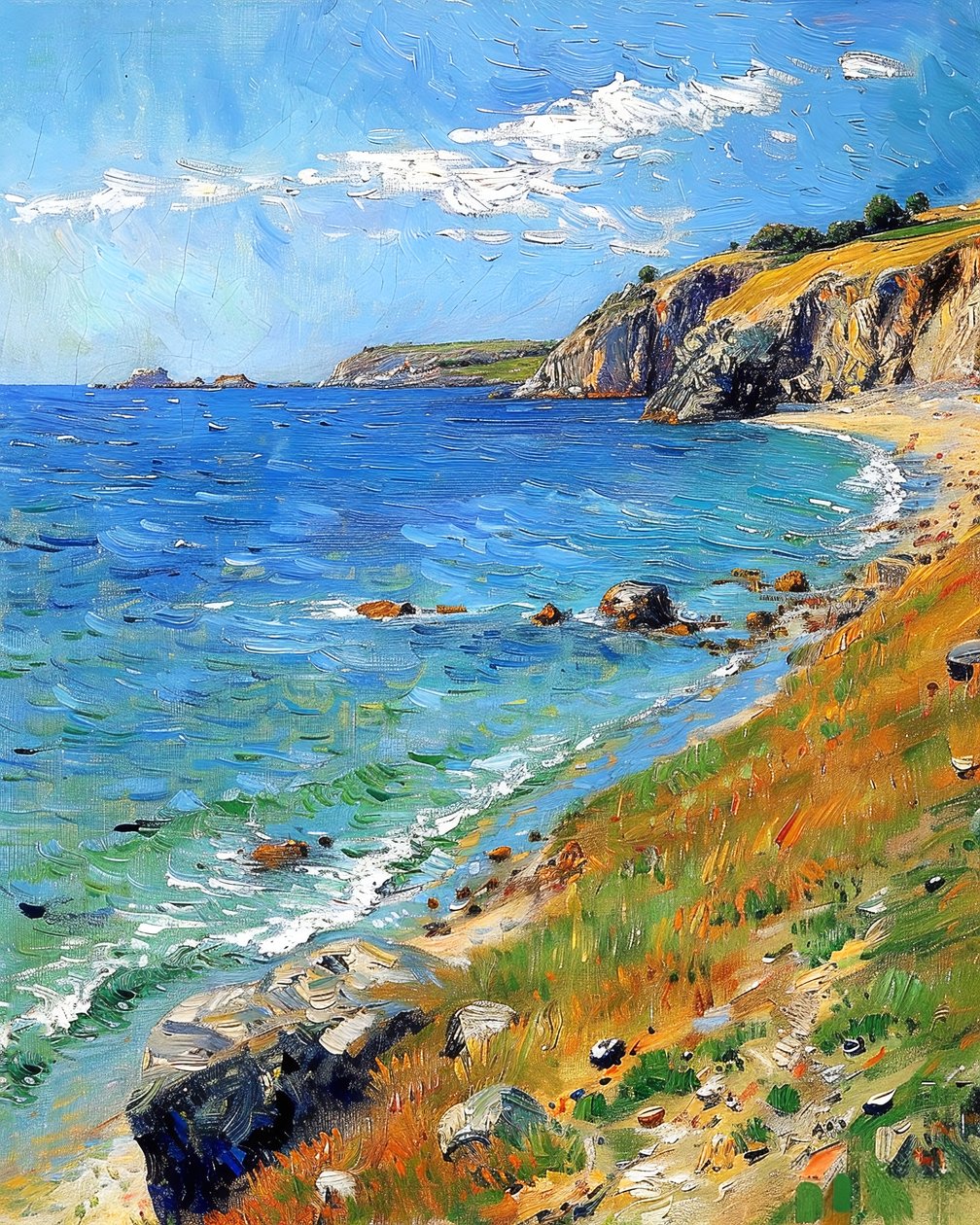 Maisema Rocky Shores, klassinen seinäkoriste ideoita tekijältä F. Abderrahim
