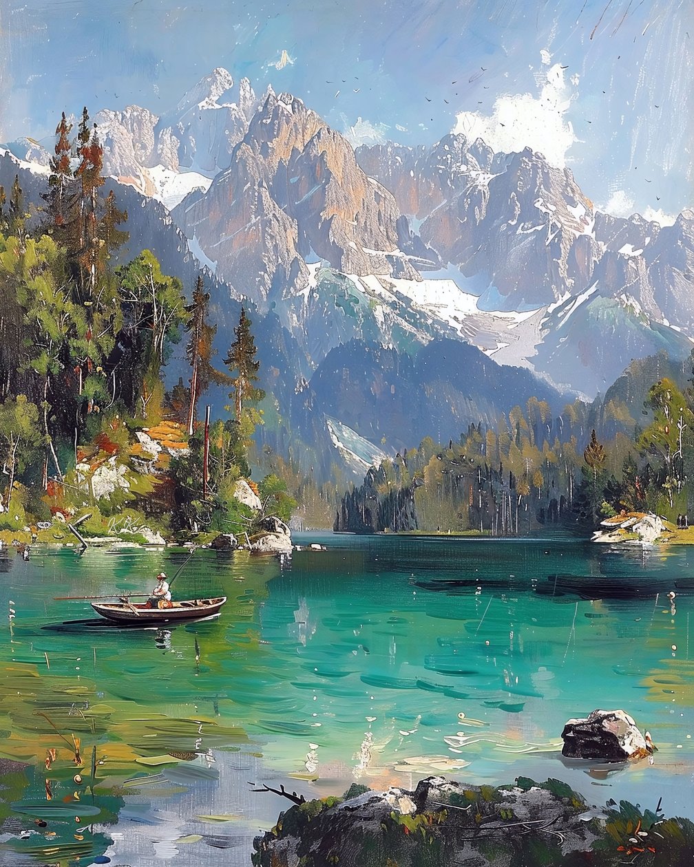 Panoraama vuori ja järvi maisemia, Halvat Wall Decor myytävänä tekijältä F. Abderrahim
