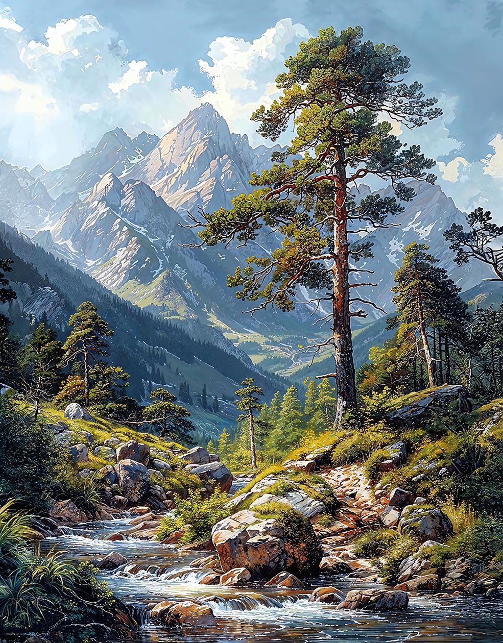 Roggalspitze Lechquelle-vuoristossa, seinäkoriste myytävänä tekijältä F. Abderrahim