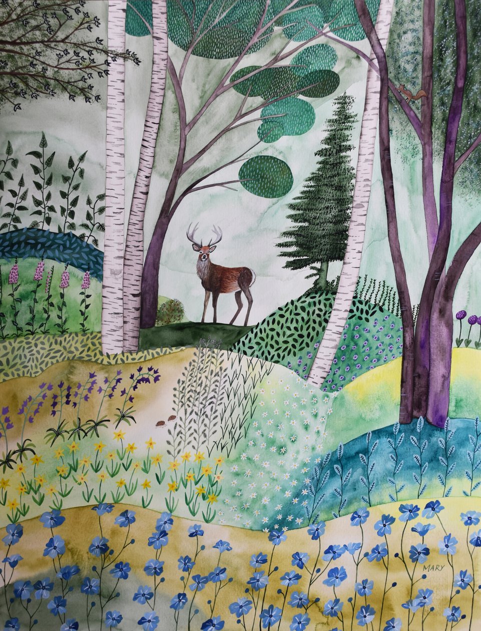 Kevät metsässä tekijältä Marys Watercolors