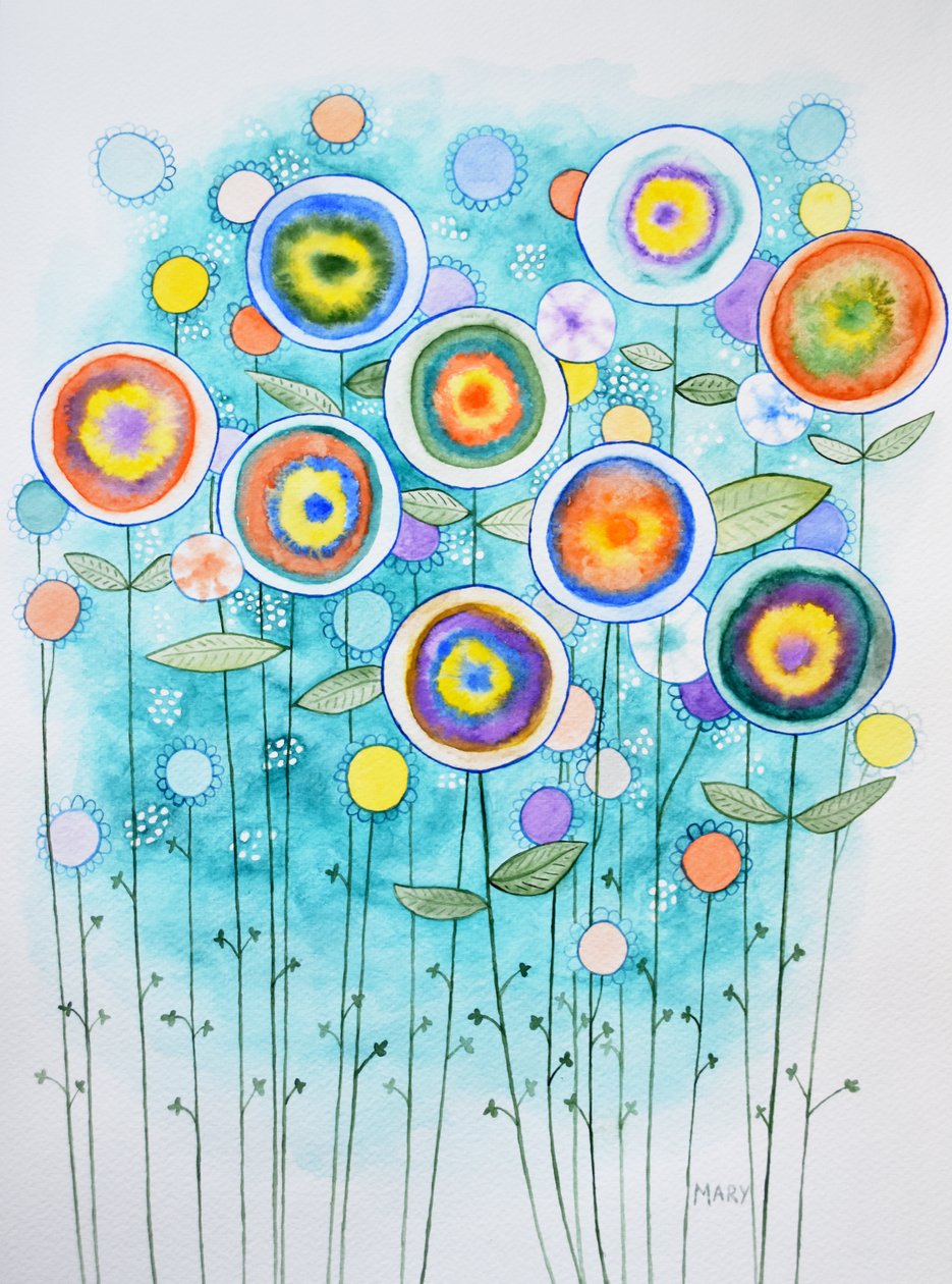 Abstraktit kukat tekijältä Marys Watercolors