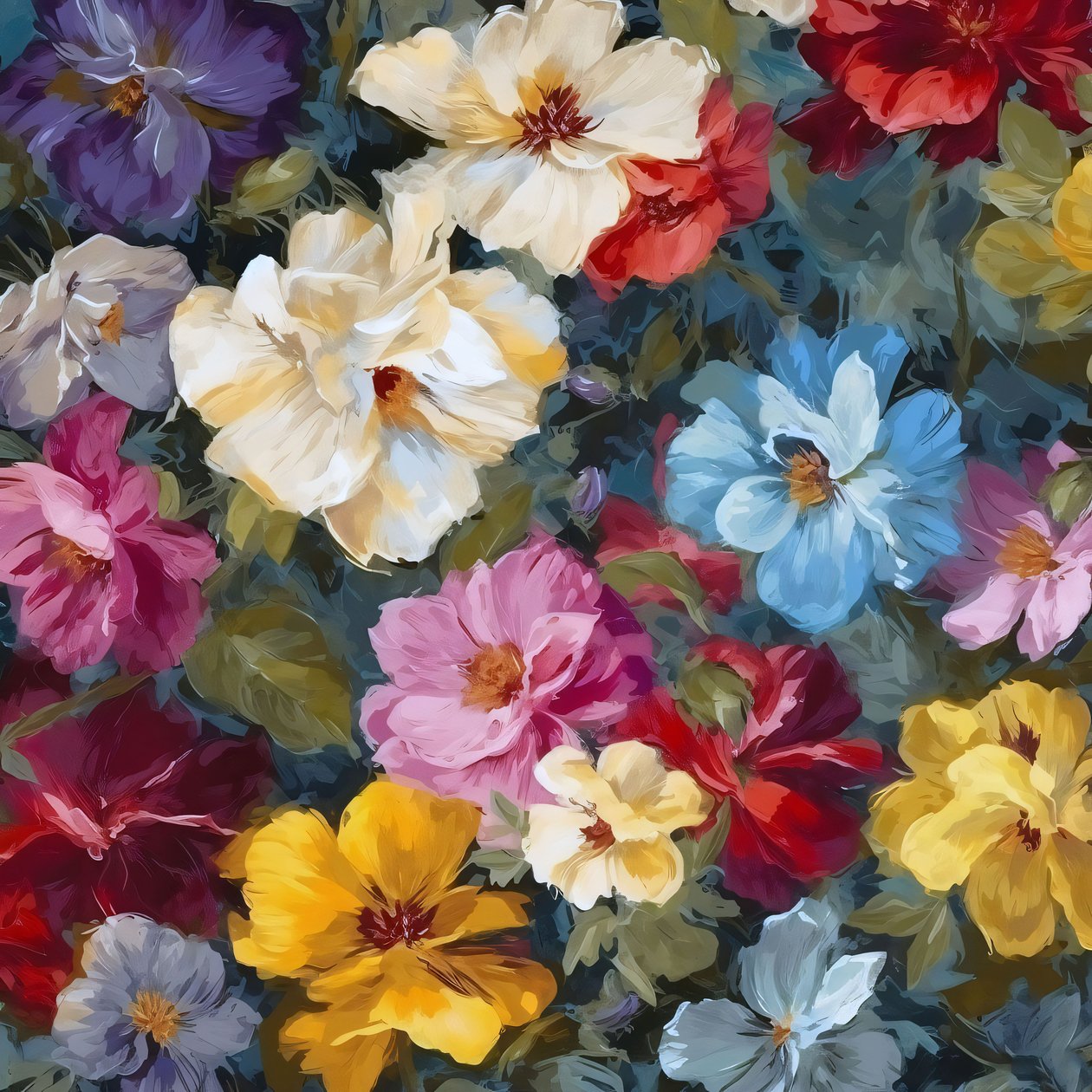 kaunis yksityiskohtainen käsin maalattu impressionismi kukkia, Wall Decor myytävänä tekijältä F. Abderrahim