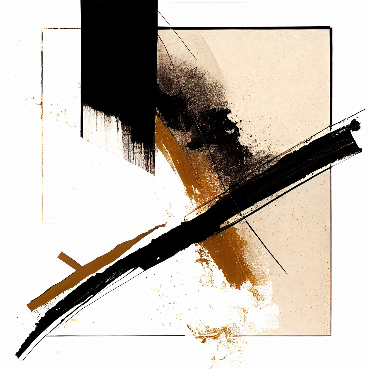 Musta  Beige Diagonal Strokes Wall Art, kankaalle tulostaa pyynnöstä tekijältä F. Abderrahim