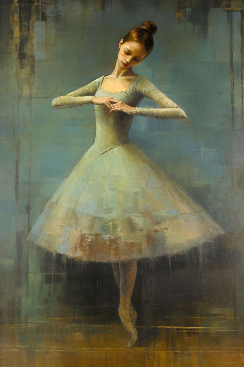 Öljyvärimaalaus ballerina, Edgar Degas tyyli, seinätaide tulosteita pyynnöstä tekijältä F. Abderrahim