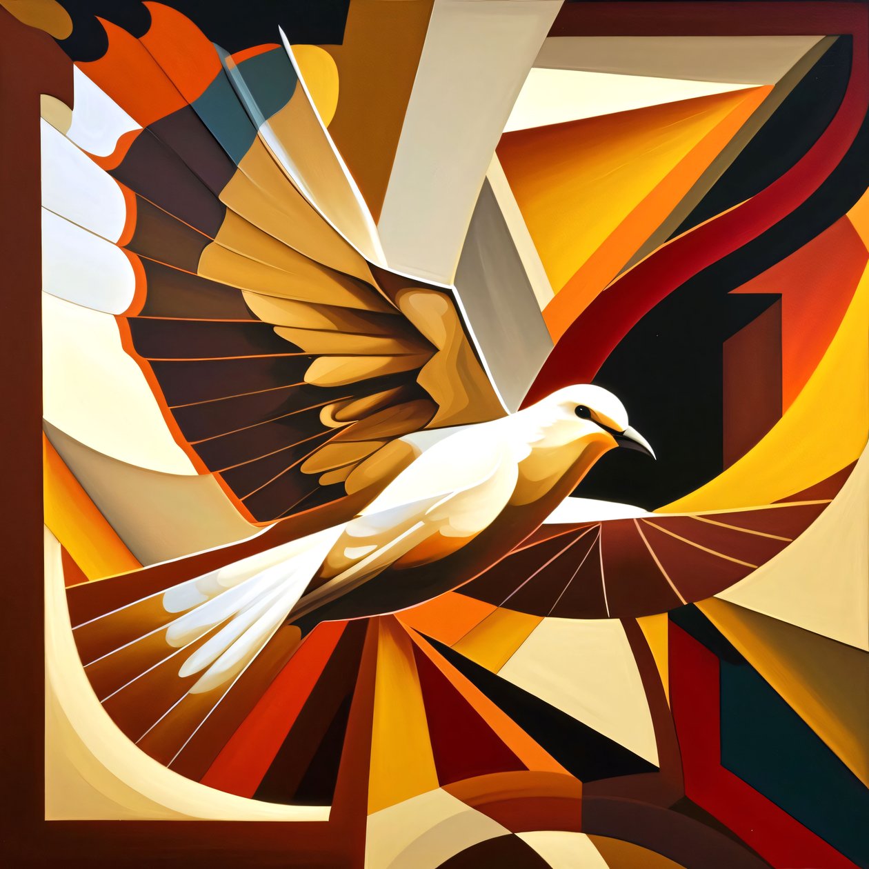 Peace Doves kubismi tyyli maalaus, custom kankaalle tulostaa verkossa tekijältä F. Abderrahim