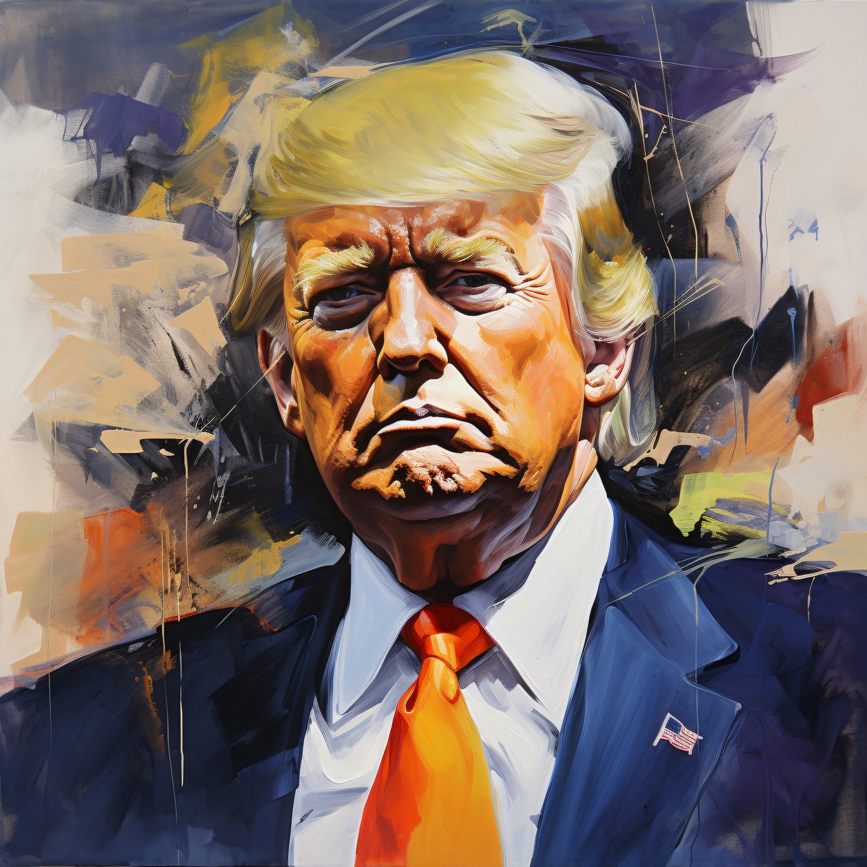 Akryyli Donald Trump Painting, Contemporary Wall Art, seinäkoriste toimistoihin tekijältä F. Abderrahim