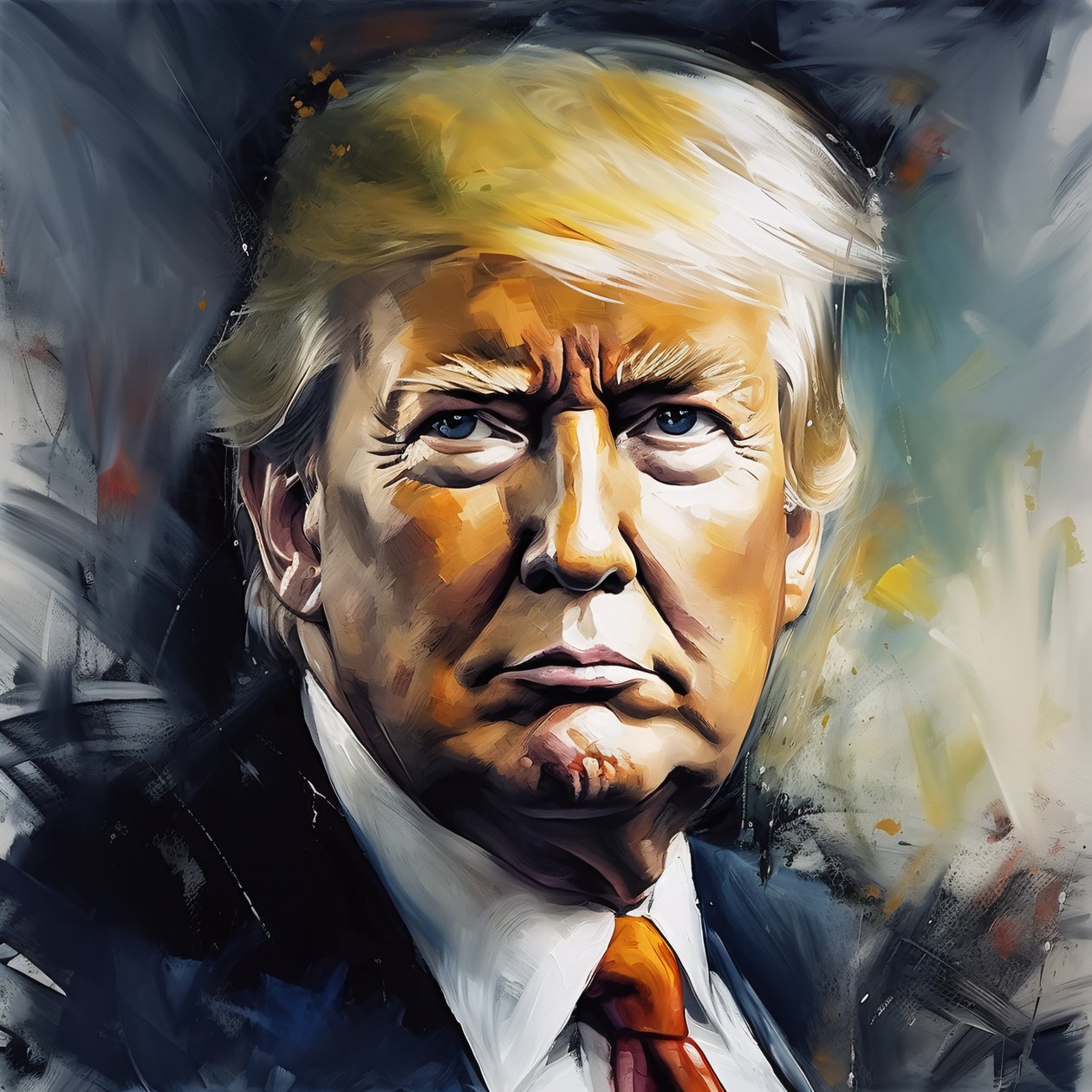 Donald Trump maalaus, suuri juliste taidetulosteita, moderni seinä sisustus ideoita tekijältä F. Abderrahim