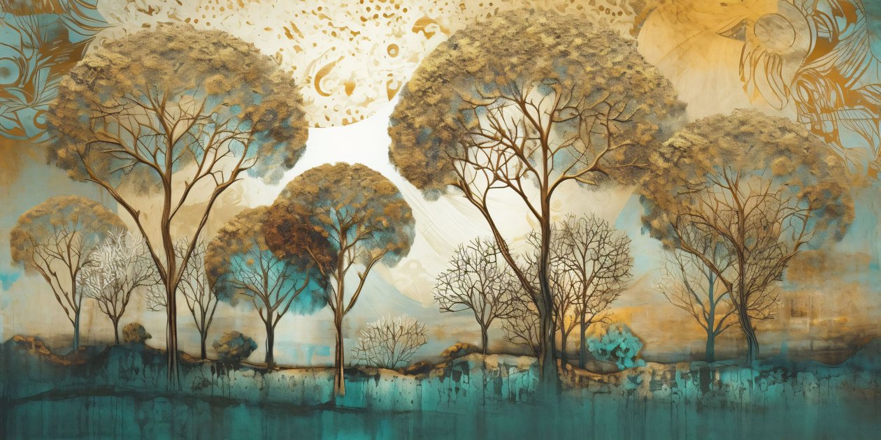 Surrealistinen Abstrakti pehmeät sävyt, Tree Landscape, seinätaide tulostaa pyynnöstä tekijältä F. Abderrahim