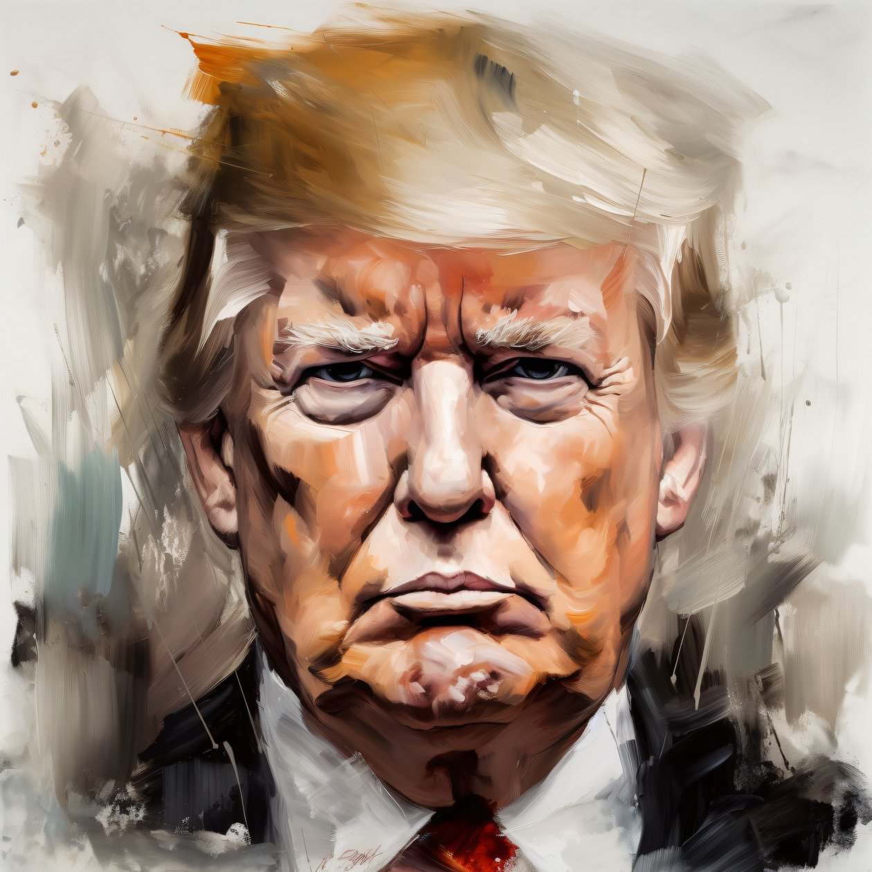 Donald Trump muotokuva maalaus myytävänä, kehystetty seinä Decor tekijältä F. Abderrahim