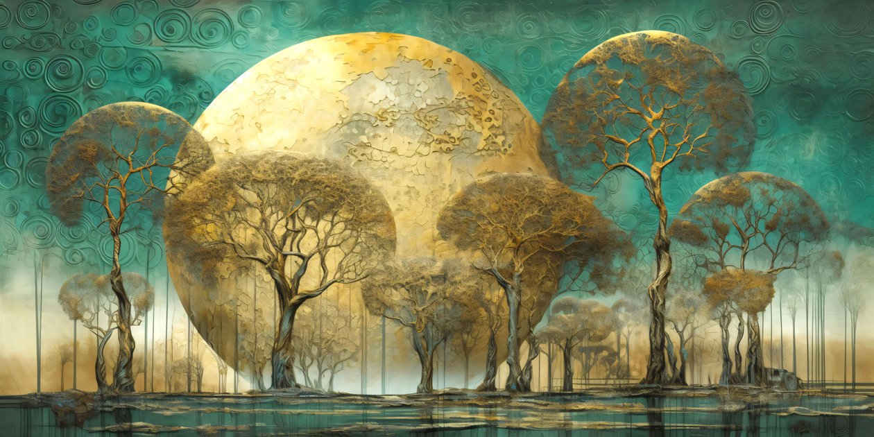 Puu Maisema Surrealistinen Abstrakti pehmeissä sävyissä, moderni seinä sisustus tekijältä F. Abderrahim
