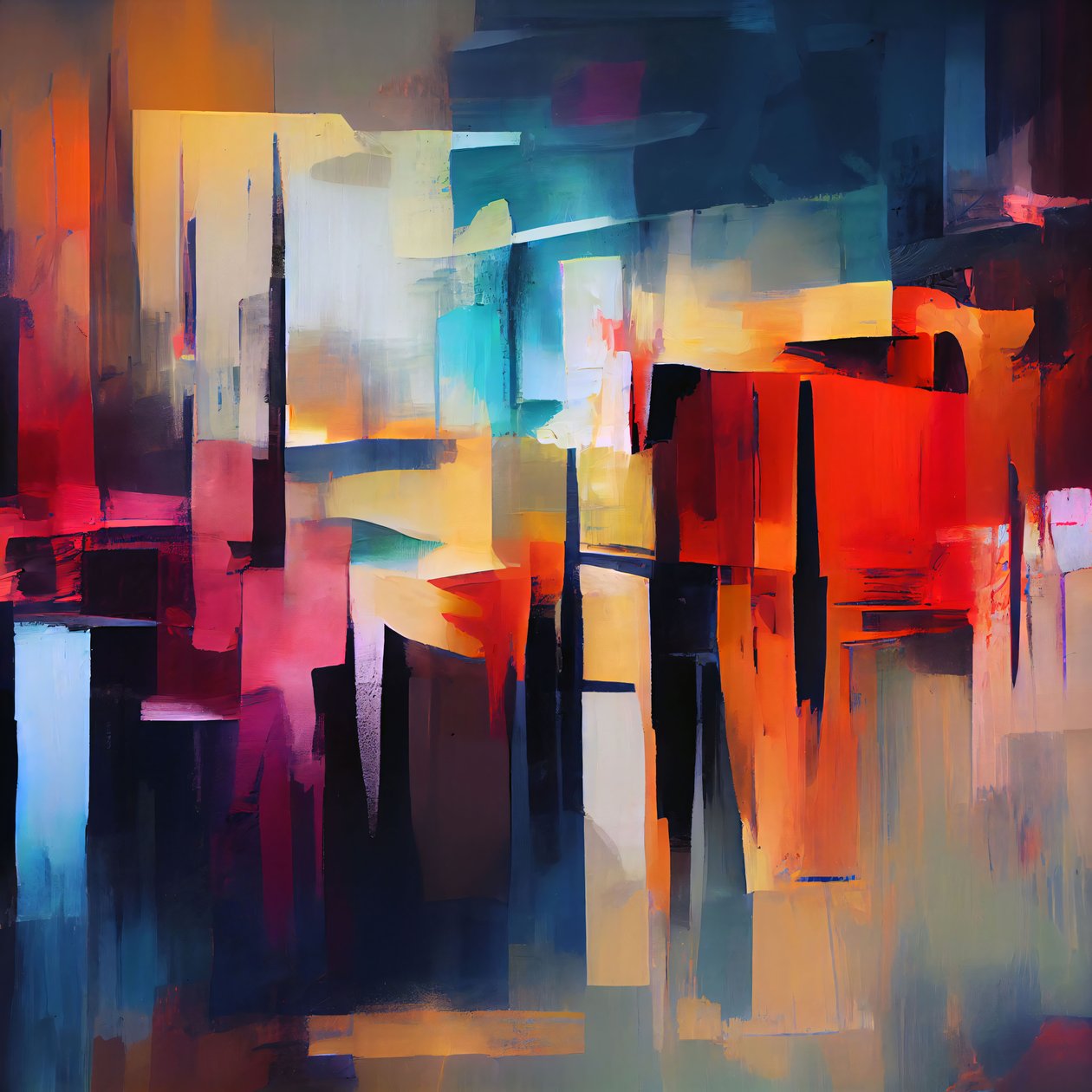 Vibrant Abstract Composition, seinätaide sisustus | print on demand uk tekijältä F. Abderrahim
