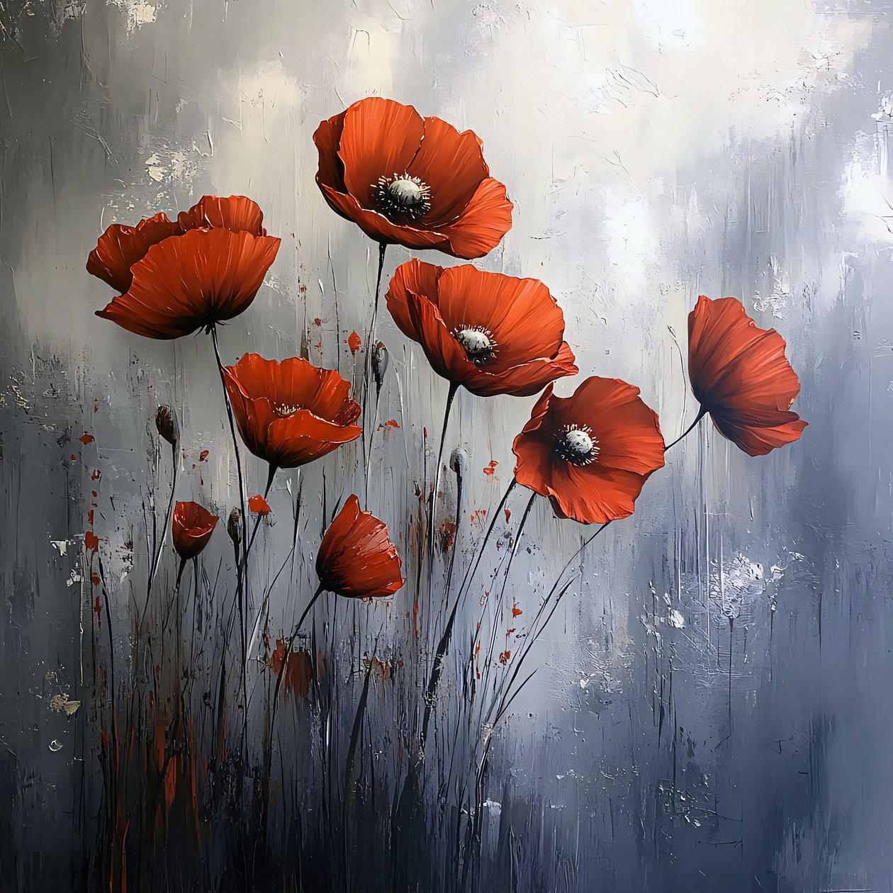 Red Poppies Canvas Wall Art Modern, seinäkoristeet mihin tahansa huoneeseen tekijältä F. Abderrahim