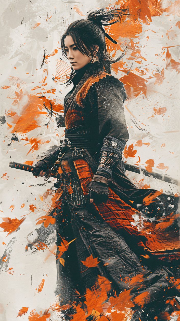 Samurai nainen graffiti villi tyyli, Martial arts, kehystetty Wall Decor myytävänä tekijältä F. Abderrahim