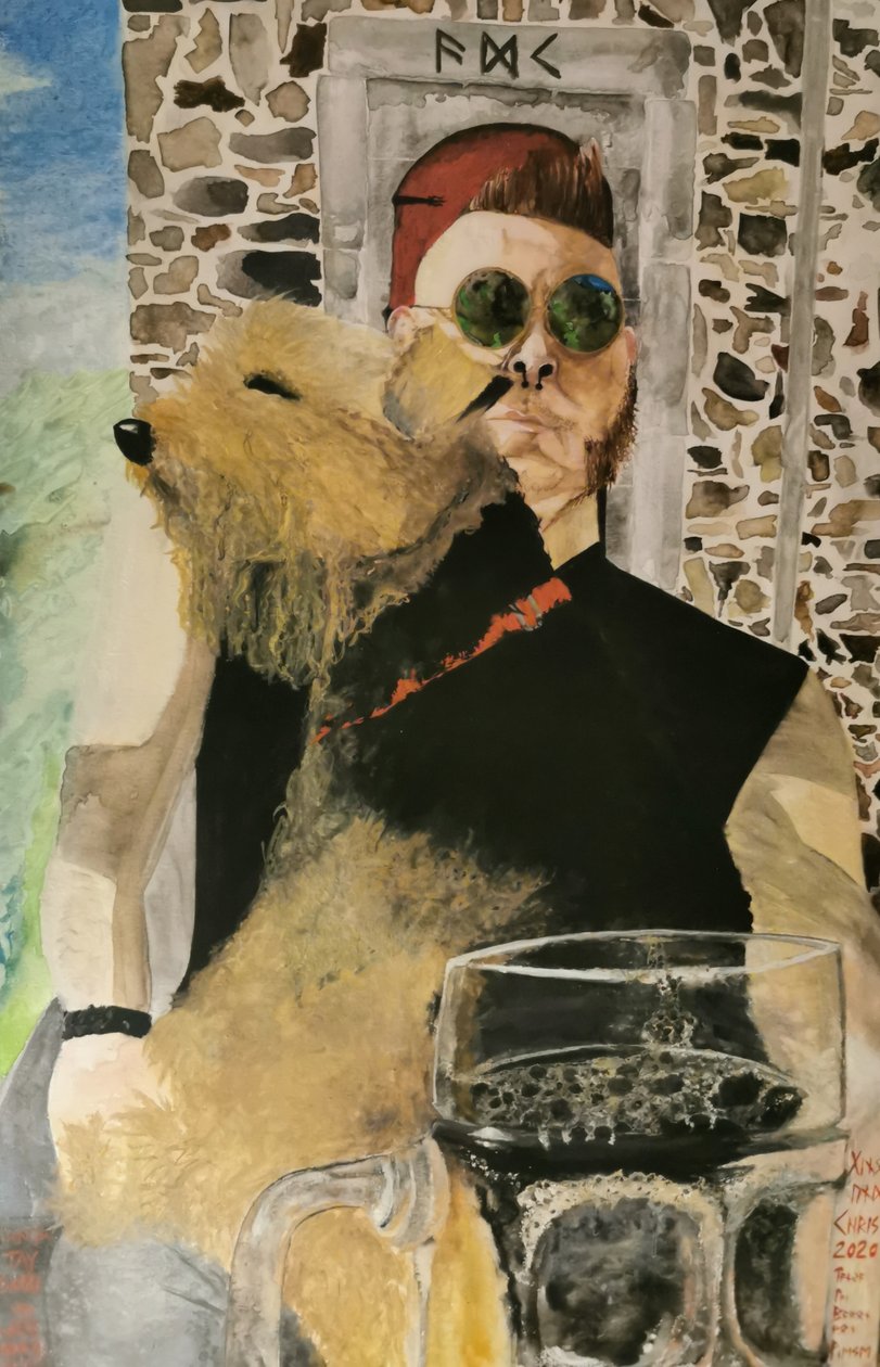 Mies koiran kanssa tekijältä  