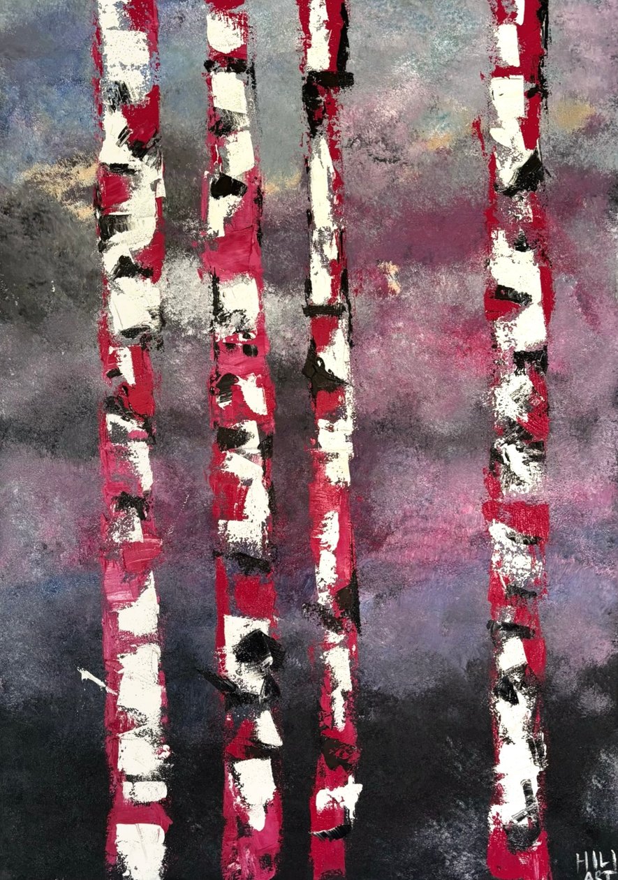 Vaaleanpunaiset koivut tekijältä HILI ART Tetiana Brzozowski