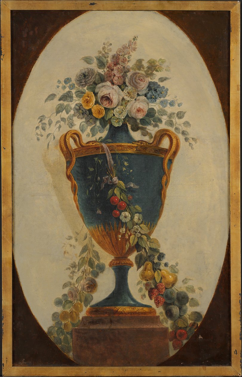 Seppeleillä päällystetty kukkamaljakko, 1700-luku. tekijältä 18th century . French Painter