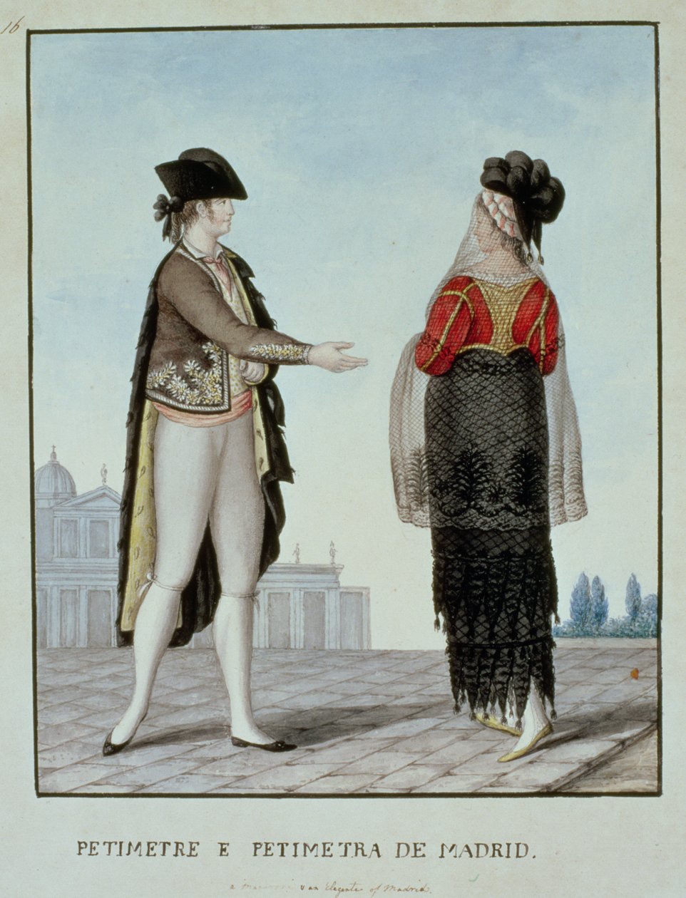 Aatelismies ja aatelisnainen Madridista, 1700-luvun loppu (wc paperilla) tekijältä 18th century Naples school