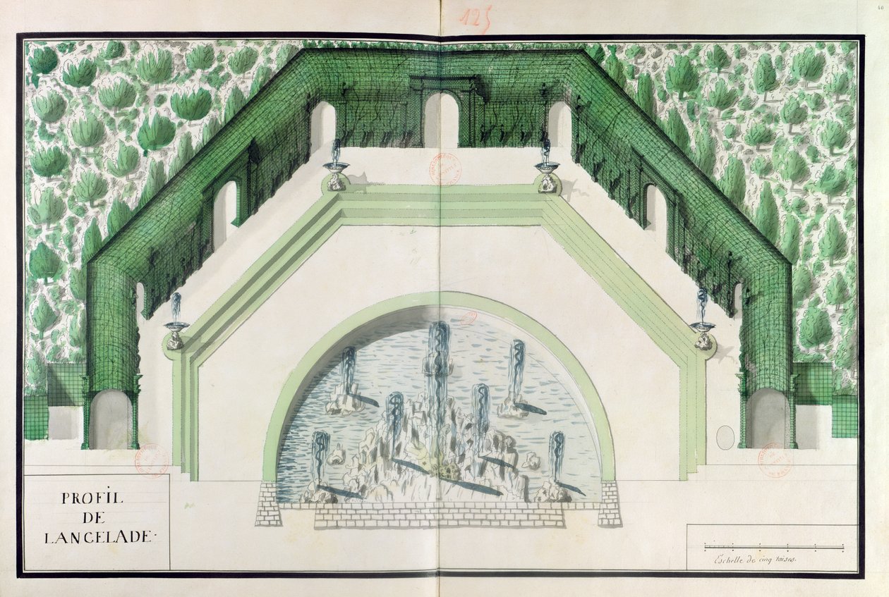 Ms 130740 -suunnittelu Bassin de lEnceladelle Versailles