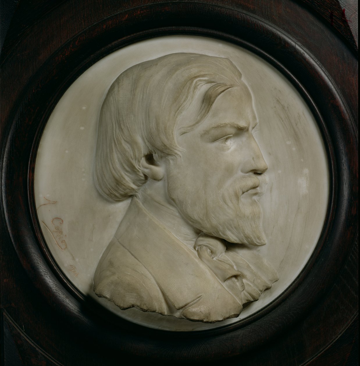 Frederic Ozanamin (1813-53) kohokuvioinen medaljonki (marmori) tekijältä A. Corio