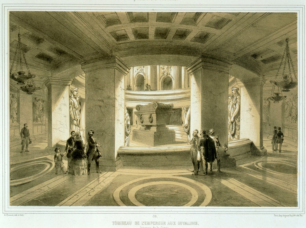 Napoleonin (1769-1821) hauta Invalidesissa, Pariisista et ses Environs, julkaistu noin 1850-60-luvulla tekijältä Abbé Prévost