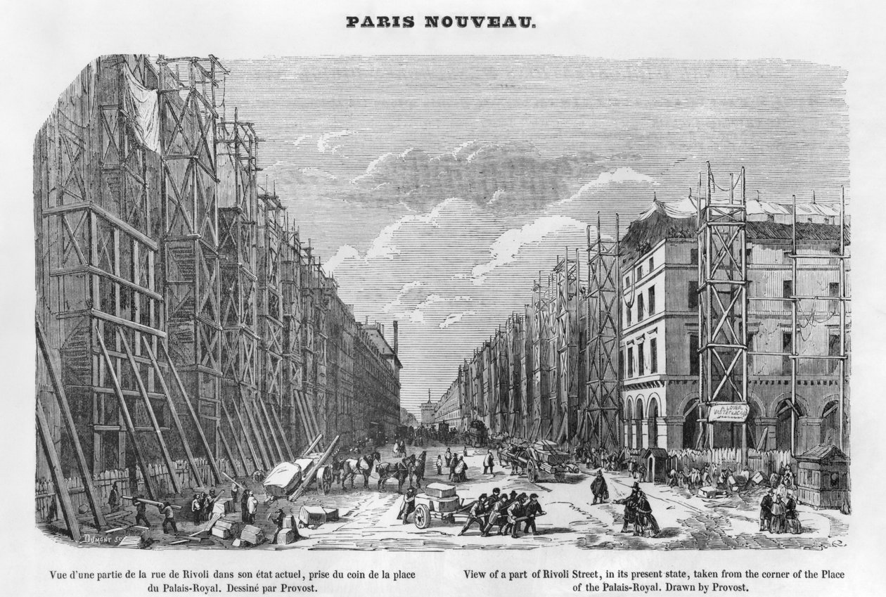 Uusi Pariisi, näkymä osasta Rivoli-katua, nykyisessä muodossaan, otettu Palais-Royalin kulman kulmasta, 1877 tekijältä A Provost