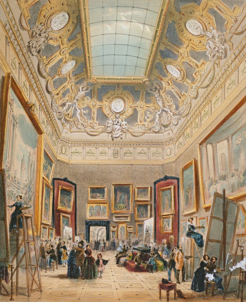 Opiskelupäivä Louvressa, n. 1840-1849 tekijältä A Provost