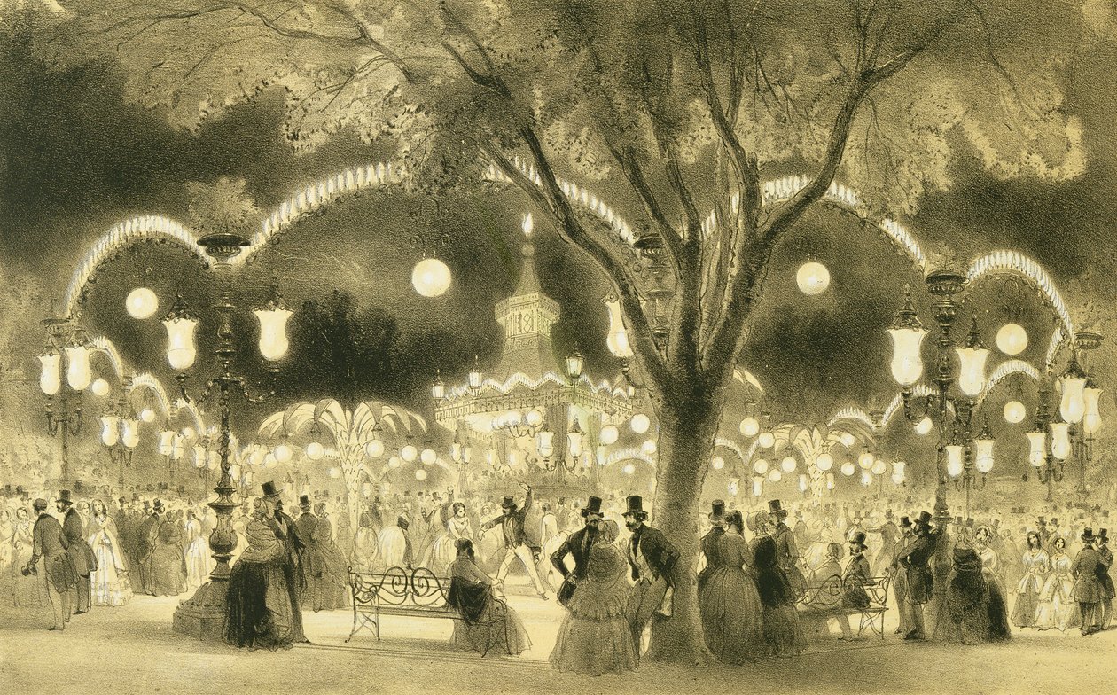 Mabilen tanssiaiset, Champs Elysees, julkaisija: Auguste Bry tekijältä A Provost