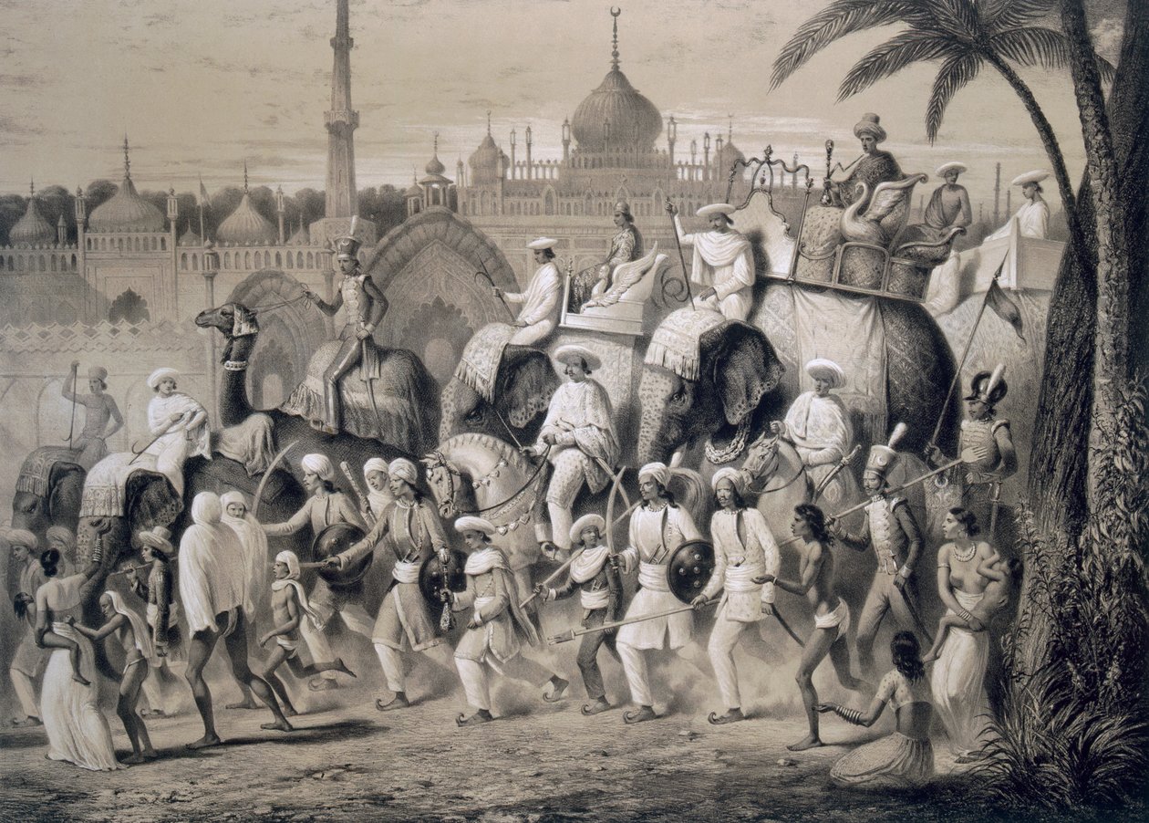 Lucknow, pääkatu, kirjasta Voyages in India, 1859 tekijältä A. Soltykoff
