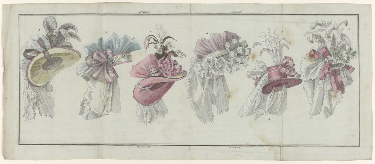 Magasin des Modes Nouvelles Françaises et Anglaises, 20. heinäkuuta 1787, 25. muistikirja, 2. vuosi, single pl. tekijältä A.B. Duhamel
