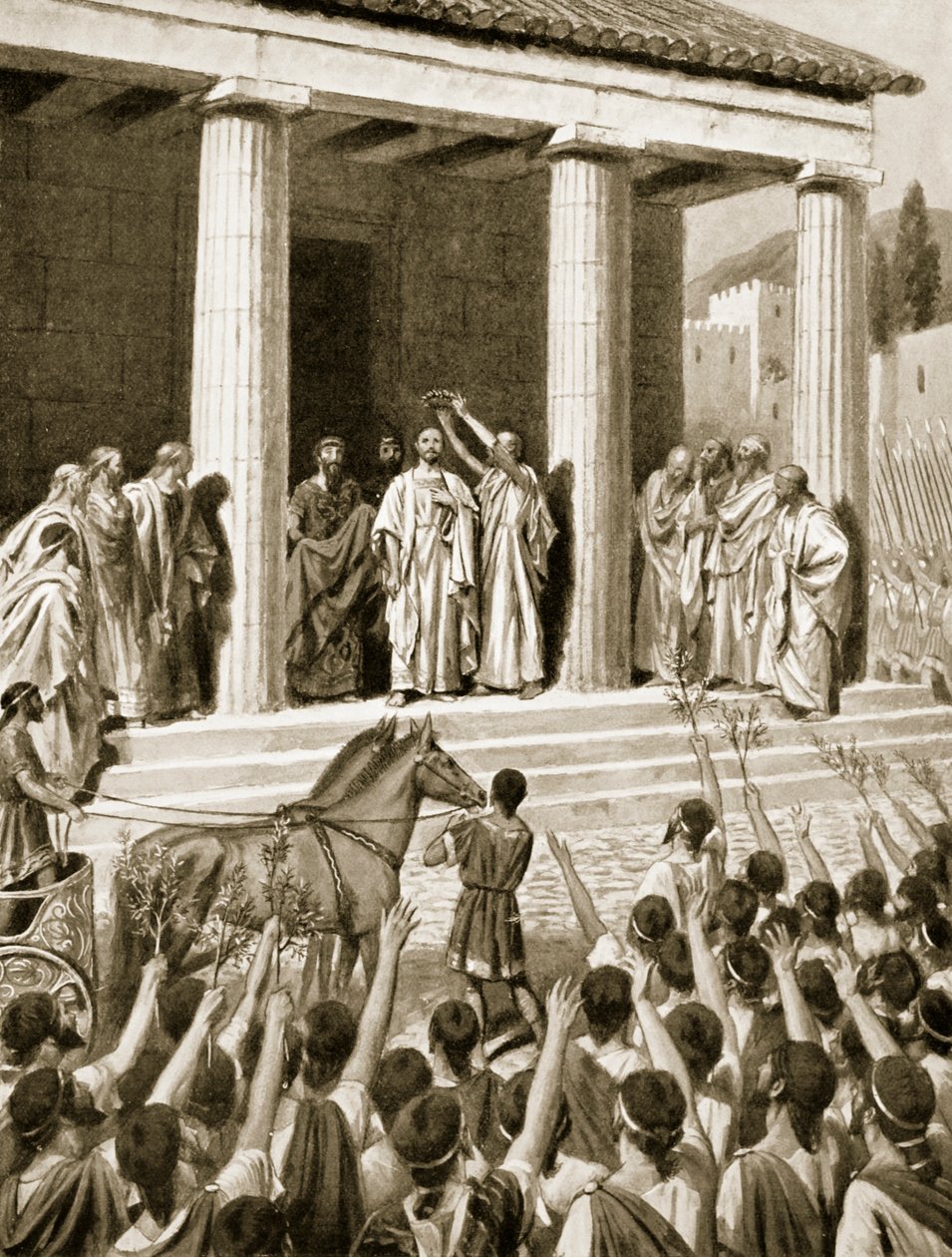 Spartassa kunnioitettu Themistokles, kuva Hutchinsonin kansojen historiasta, 1915 tekijältä A.C. Weatherstone