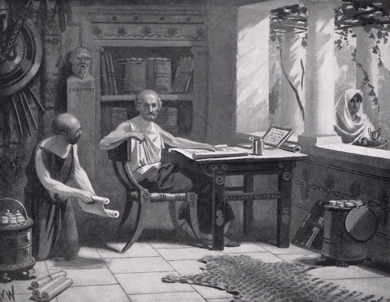 Xenophon sanelemassa historiaansa, kuvitus "Hutchinsonin kansakuntien historiasta", 1915 tekijältä A.C. Weatherstone