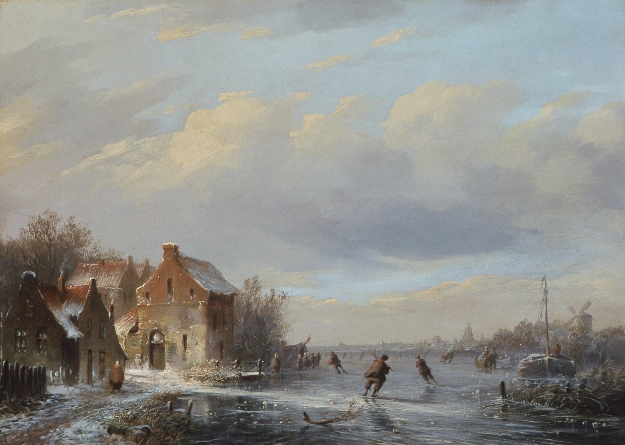 Talvikohtaus Ice Entertainmentissa, 1800-luku tekijältä A.J. Daiwaille