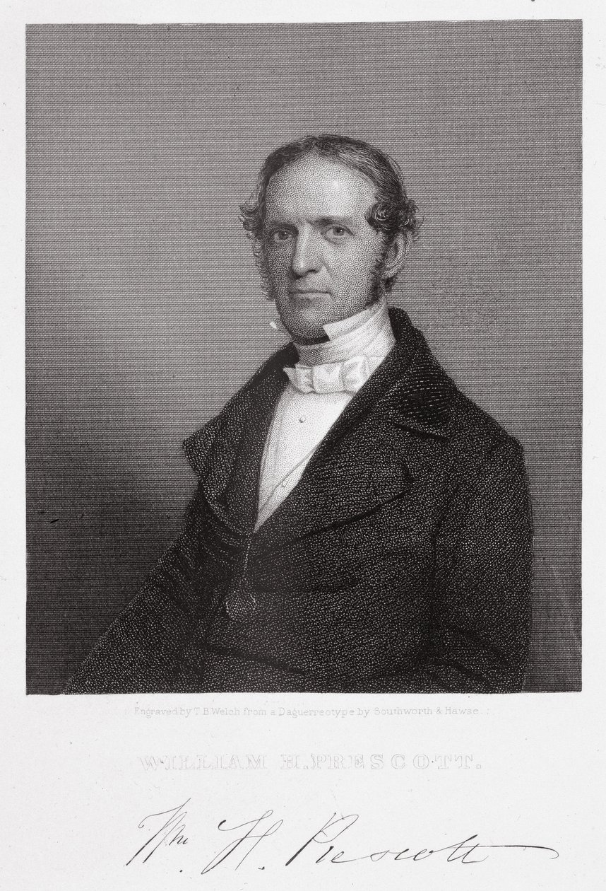 William Hickling Prescott, kaiverrus Thomas B. Welch (1814-74) dagerrotypian mukaan tekijältä A.S. and Hawes, J. Southworth