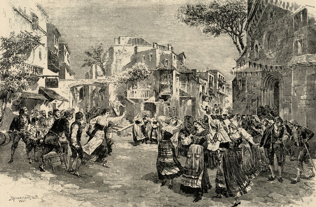 Mascagnin ooppera Cavalleria Rusticana - viimeinen näytös tekijältä A. (after) Bonamore