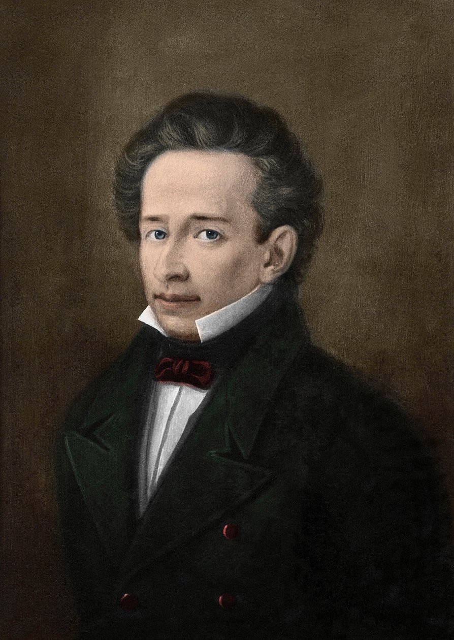 Giacomo Leopardin (1798-1837) muotokuva A. Ferrazzin muotokuvasta - tekijältä A. (after) Ferrazzi