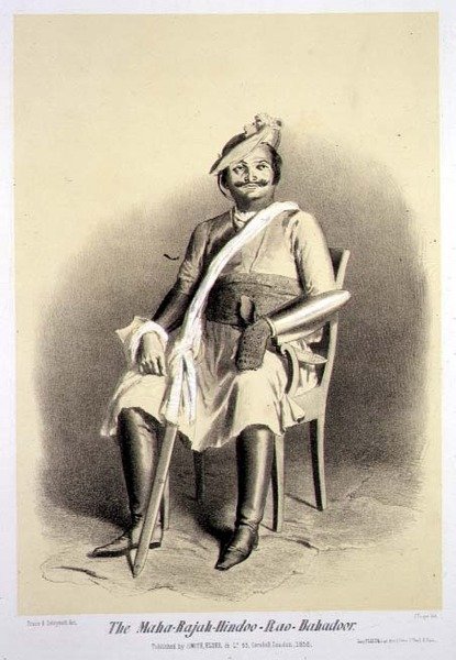 Maha-Rajah-Hindoo-Rao-Babadoor, Jules Trayerin (1824-1901) Lontoossa julkaisemasta "Voyage in India" -teoksesta. tekijältä A. (after) Soltykoff